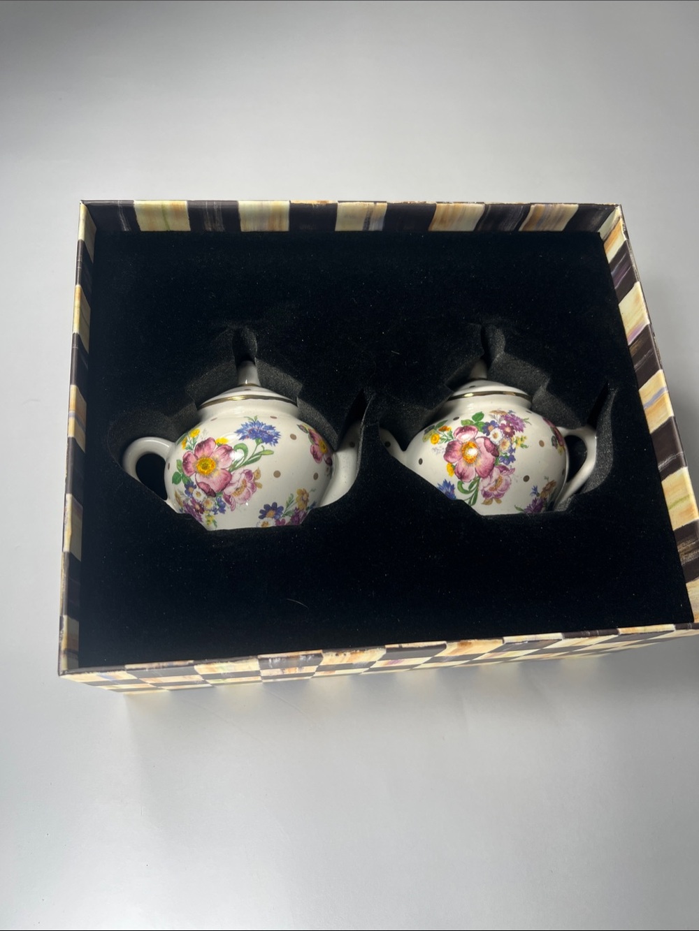 MacKenzie-Childs White Floral Porcelain Salt and pepper set